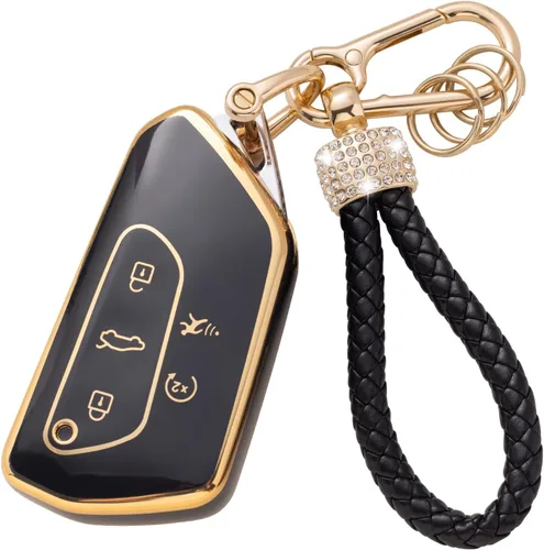 Vista 30 de Gematay - Funda para llavero Cadillac, carcasa protectora compatible con Escalade CTS SRX XT5 ATS CT6 5 botones llave remota Smart Key Protector