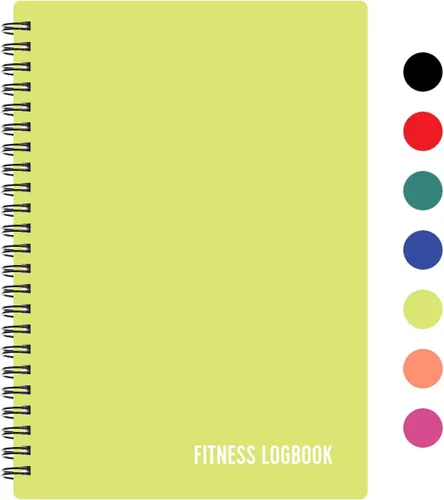Vista 13 de Cuaderno de registro de fitness (negro) – Diario de entrenamiento A5 sin fecha para hombres y mujeres – cubierta de plástico y papel grueso – Agenda