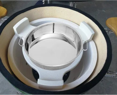 Vista 4 de MixRBBQ BBQ Future - Bandeja de goteo de acero inoxidable para Big Green Egg Kamado Classic, bandeja redonda de 12 pulgadas para parrillas de carbón