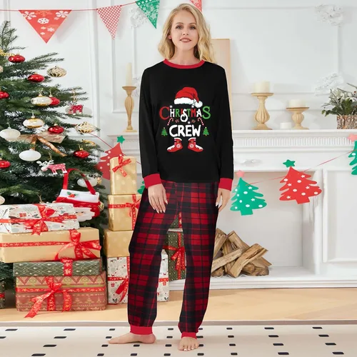 Vista 4 de WephuPSho Pijamas de Navidad a juego para toda la familia, pijamas navideñas festivas para toda la familia, pijamas navideñas