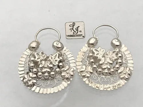 Vista 8 de Arracada Jerezana #3 1/2 double view, made of .950 sterling silver, via fast DHL.
