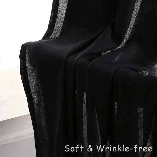 Vista 5 de Cortinas de lino negro para dormitorio y sala de estar de 84 pulgadas de largo, juego de 2 paneles, para habitación de niños, filtro de luz