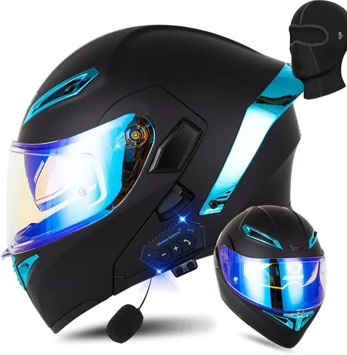 Vista 11 de AAREG Casco de motocicleta unisex para adultos, fibra de carbono, visera antivaho, diseño aerodinámico, Bluetooth integrado, aprobado por DOT