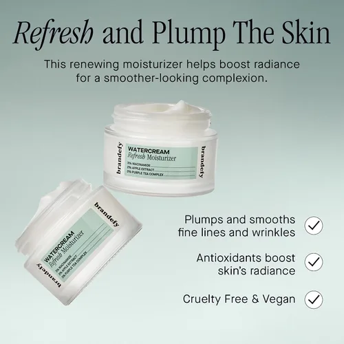 Vista 2 de Brandefy Crema hidratante refrescante de agua, ligera, refinadora de poros para una piel suave y súper hidratada, hidratante facial diario