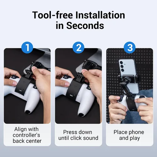 Vista 3 de KIWIFOTOS Soporte de teléfono para controlador inalámbrico PS5 Dualsense Soporte de clip para controlador PS5