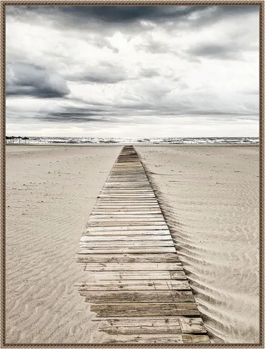 Vista 7 de Amanti Art Framed Canvas Wall Art 24x18 Sandy Beach Boardwalk by Incado, Framed Wall Art Canvas, Beach Artwork, Traditional Decor, Medium Poster