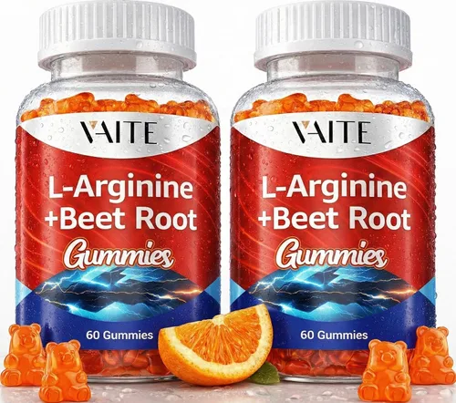 Vista 7 de VAITE Gomitas de raíz de remolacha con suplemento de arginina, doble fuerza, impulso de energía, apoyo a la circulación y resistencia, suplementos