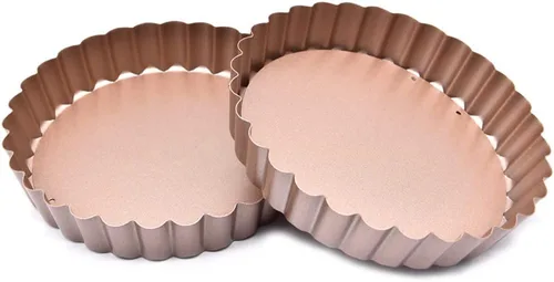Vista 8 de Hoshen 2 piezas de molde para hornear pizza de 4.5 pulgadas, molde movible con revestimiento antiadherente, molde para pastel de crisantemo, sartén