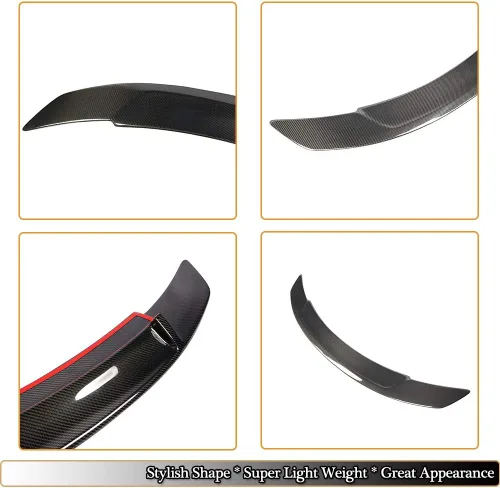 Vista 4 de Alerón de maletero compatible con Mercedes Benz Clase E W213 E200 E250 E300 E400 E43 E63 AMG Sedan 2017-2019 Factory Outlet Fibra de Carbono CF Tapa