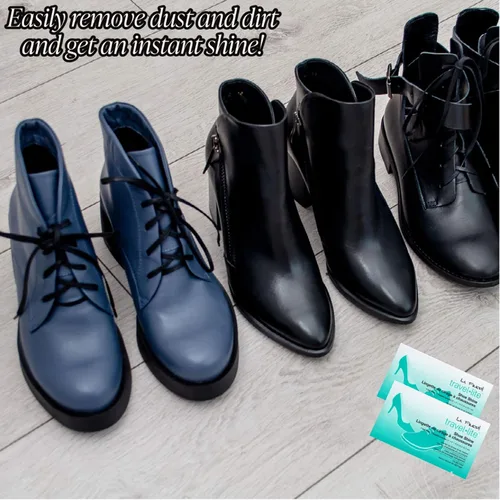Vista 5 de LA Fresh Travel Lite - Toallitas de limpieza prehumedecidas para zapatos, paquete de 50 toallitas de limpieza envueltas individualmente, sin rayas