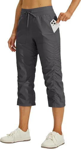 Vista 11 de Willit Womens Capri Pants Quick-Dry Hiking Pants Negro
