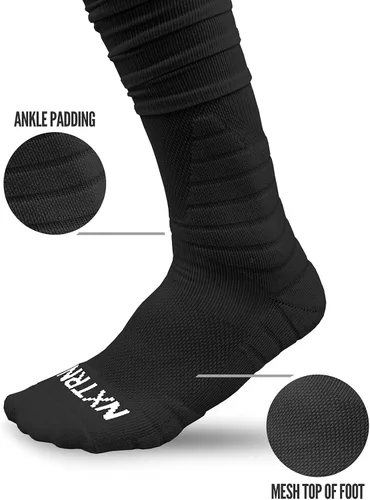 Vista 3 de Nxtrnd XTD - Calcetines de fútbol americano fruncidos, calcetines deportivos acolchados extralargos para hombres y niños