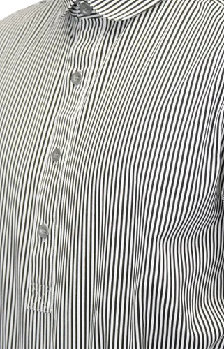 Vista 3 de Historical Emporium Camisa de vestir de algodón con cuello de club banquero para hombre, recreación formal del disfraz del período victoriano Negro