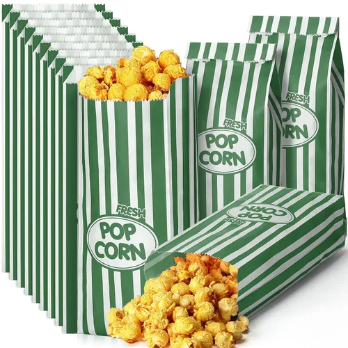 Vista 10 de Sherr 1000 Piezas Bolsas de Palomitas de Maíz de 1 Onza a Granel Negras con Rayas Retro Desechables para Noches de Película Navidad Circo Carnaval
