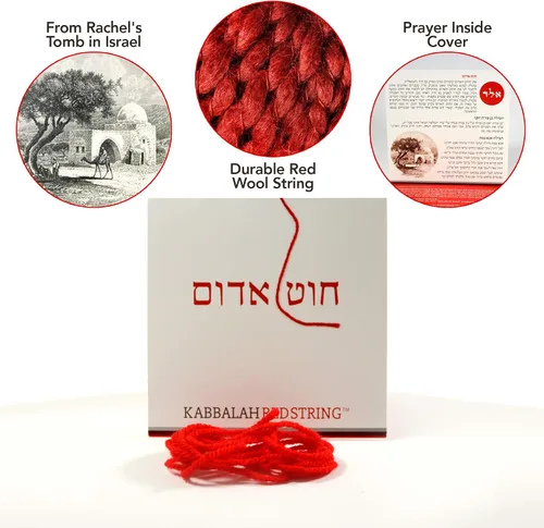Vista 2 de Pack ORIGINAL del Centro de Kabbalah de Israel, cinta roja de Kabbalah, cinta roja de 60 pulgadas para hasta SIETE pulseras de protección contra