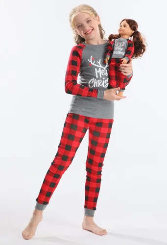 Vista 5 de Babyroom Pijamas de algodón a juego para niñas y niños pequeños, 4 piezas, ropa de dormir de Navidad