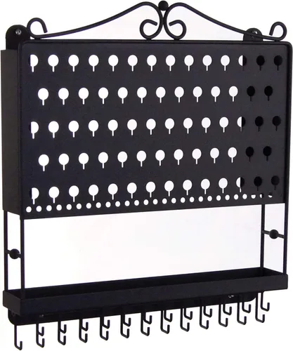 Vista 2 de Angelynn's Soporte para aretes colgantes de pared, organizador de joyas para colgar collares, pulseras, armario, bandeja de almacenamiento
