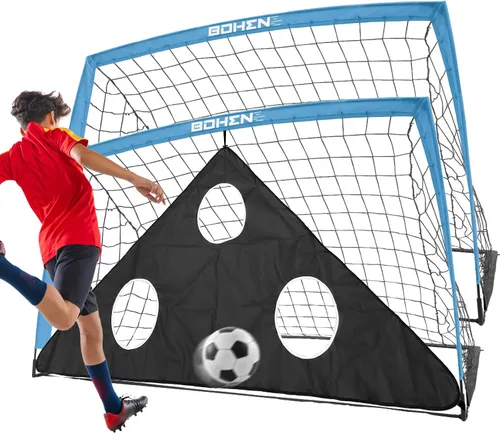 Vista 10 de BOHEN 6x4 FT Kids Soccer Goals with Carry Bag, Portable Folding Soccer Net for Backyard Training, Indoor/Outdoor Use for Youth and Adult