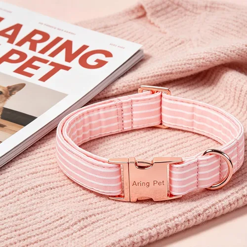 Vista 191 de Aring Pet Collar de algodón, ligero y ajustable, con hebilla de liberación rápida, para perros pequeños, medianos y grandes, para cachorros, S, Hoja