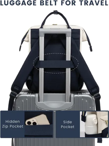 Vista 6 de LOVEVOOK Mochila de moda para mujer, Beige-azul-marrón, Bolso mochila de moda