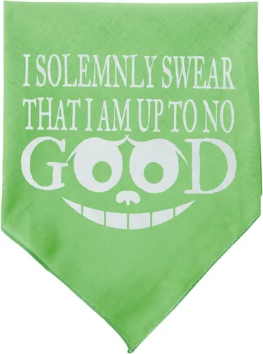Vista 8 de Bandana serigrafiada para mascotas y perros, con texto "I Solemnly Swear That I Am Up To No Good" Cocoa S