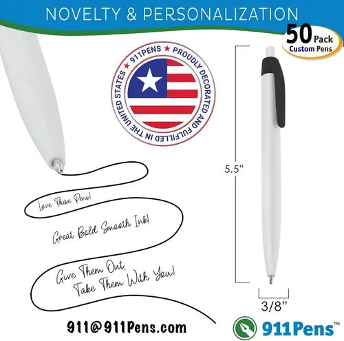 Vista 3 de 50 bolígrafos negros impresos en Estados Unidos, bolígrafo de tinta de escritura personalizado, impreso con tu logotipo y texto