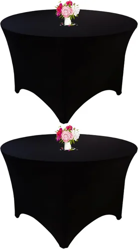 Vista 14 de Paquete de 8 Manteles Redondos de Spandex Beige de 5 Pies 60" Cubierta de Mesa Elástica Redonda Mantel de Mesa Redondo Lavable Resistente a Arrugas
