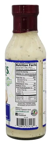 Vista 2 de Drew's - Aderezo para ensaladas totalmente natural y adobo de 10 minutos, Buttermilk Ranch, botella de 12 onzas