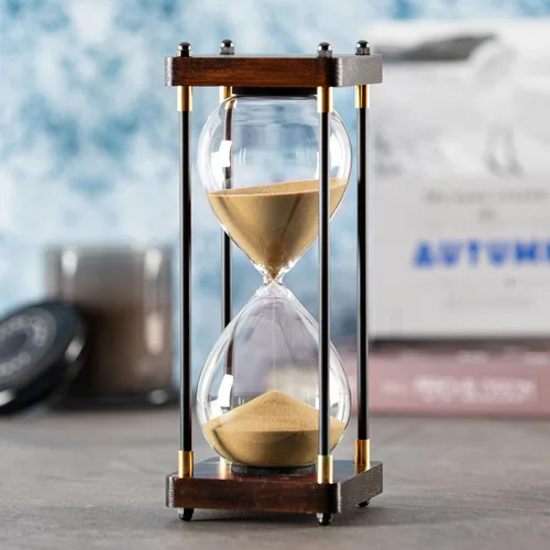 Vista 9 de Reloj de Arena Grande de 60 Minutos, Temporizador de Arena de Madera Decorativo con Arena Negra, Reloj de Arena de 1 Hora