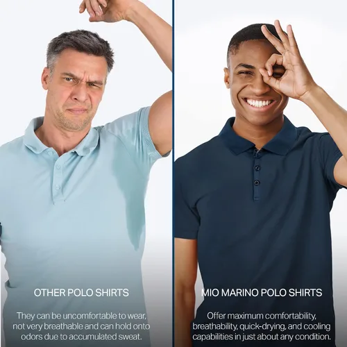 Vista 6 de Mio Marino - Polo de golf para hombre, ajuste seco, tela transpirable ultrafina