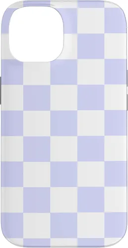 Vista 4 de Funda blanca moderna con patrón de cuadros para iPhone 16 lavanda y morado