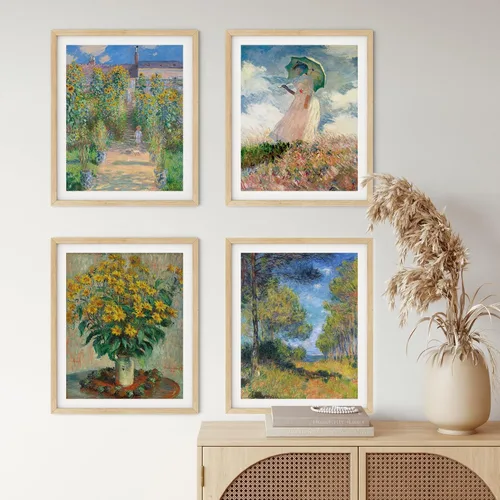 Vista 3 de Claude Monet - Juego de 4 pinturas artísticas famosas obras de arte de pared para dormitorio, póster de arte impresionista Pósteres estéticos