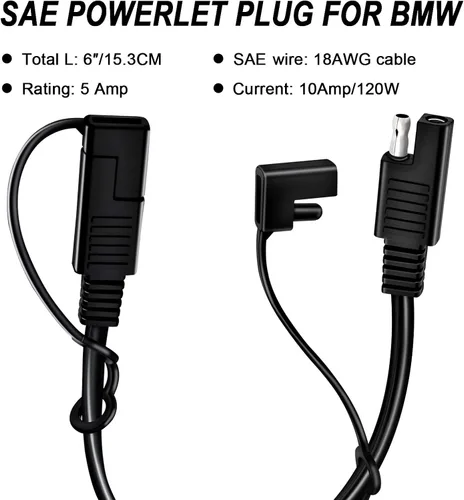 Vista 3 de Adaptador divisor para encendedor de cigarrillos BMW - Conector SAE a enchufe DIN para puerto de cargador de energía de coche