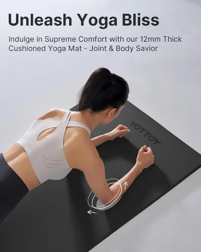 Vista 7 de YOTTOY Tapete de Yoga, Tapete de Yoga Extra Grueso (1/2 pulgada), Tapete Profesional de TPE para Ejercicio, Tapete de Entrenamiento Antideslizante