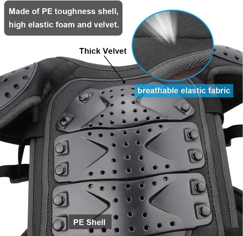 Vista 3 de StarknightMT Traje de armadura de motocicleta para niños actualizado, juego de protección para moto de cross para adolescentes, equipo de moto