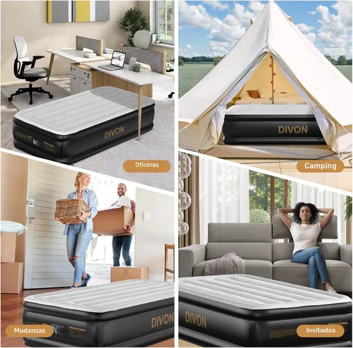 Vista 7 de DIVON Colchón de Aire Twin con Bomba Incorporada Elevado, Colchón Inflable de 18" con Diseño de Ondas, Se Infla en 2 Minutos, Colchón de Aire