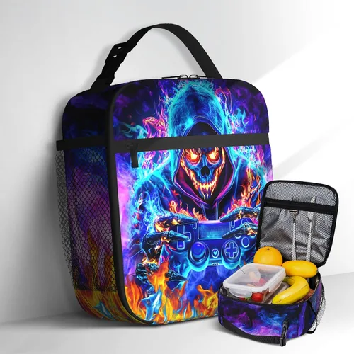 Vista 14 de Lonchera de béisbol con temática deportiva para niños, niñas, adolescentes, bolsa de almuerzo de béisbol aislada para niños, bolsa de almuerzo