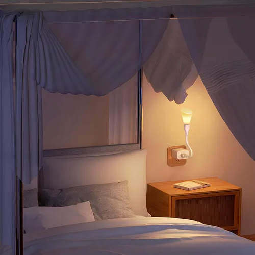 Vista 4 de Lámpara de escritorio LED USB con cuello de cisne flexible con luces blancas cálidas ajustables para dormitorio, lectura, luz nocturna, dormitorio