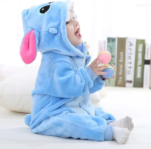 Vista 3 de Traje unisex de franela con capucha para bebé, diseño de animal