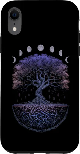 Vista 24 de Funda para iPhone 11 Pro Max Yggdrasil nórdico árbol de la vida vikinga fases de la luna