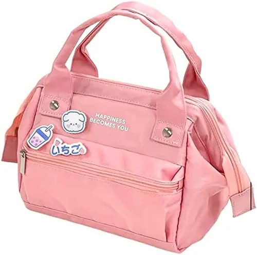 Vista 4 de RICHTRUE Lonchera Kawaii para Niñas, Bolsa de Almuerzo Aislada, Lindas Bolsas de Almuerzo para Mujeres, Lonchera Aislada para Niños (Azul-3 pines)