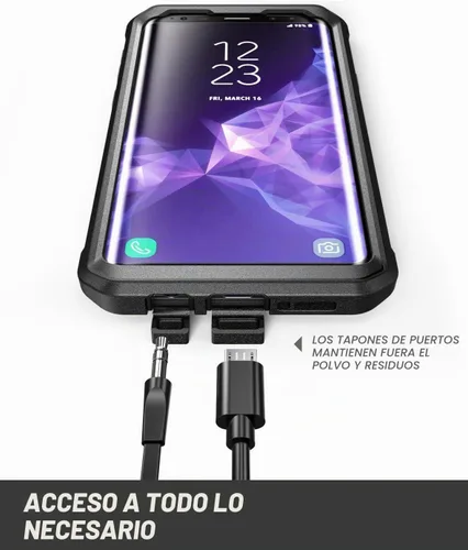 Vista 5 de SUPCASE Funda para Galaxy S9 Plus con protector de pantalla integrado Negro