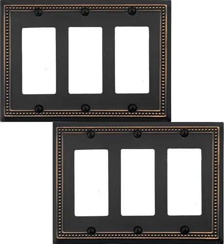 Vista 39 de OKAWYC Belaire - Cubierta para interruptor de luz de decoración individual, placa de pared de metal con cuentas, paquete de 4 unidades de bronce