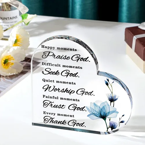 Vista 3 de Yulejo Versículos de la Biblia, regalo cristiano para mujer, regalo de semana CNA, citas inspiradoras, flores azules, decoración de habitación