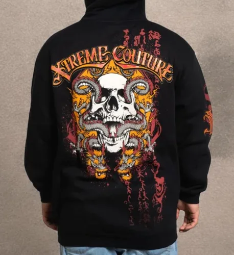 Vista 9 de Xtreme Couture by Affliction - Sudadera con capucha y cremallera para hombre, color negro