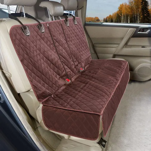 Vista 8 de ANOSOSPECIAL Funda de asiento de coche para perros en gris para el asiento trasero, piel antiadherente, apta para mascotas e impermeable - Protector