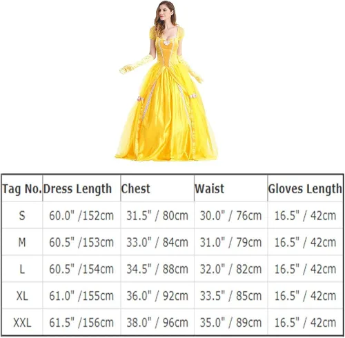 Vista 7 de IBTOM CASTLE Disfraz de princesa para mujer vestido largo de fiesta con guantes