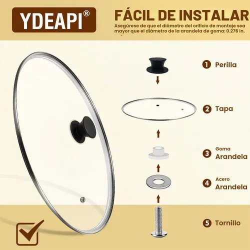 Vista 6 de Ydeapi - Pomos universales de repuesto para tapa de olla, asas de silicona para tapa de sartén, resistentes al calor, mango antideslizante