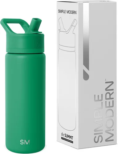 Vista 81 de Simple Modern botella de agua con tapa con pajita, termo de acero inoxidable con aislamiento al vacío, reutilizable, sin BPA, sin fugas