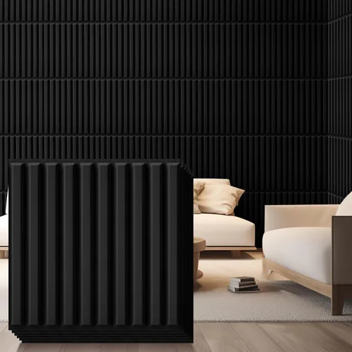 Vista 13 de Nuanchu 32 piezas de paneles de pared de listones 3D de 12 x 12 pulgadas de PVC con textura estriada, paneles cortables y pinta bles para arte